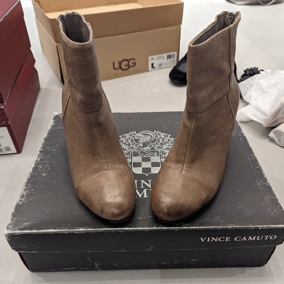 Vince Camuto Hadley Distressed Leather Tan Boots - Picture 2 of 7